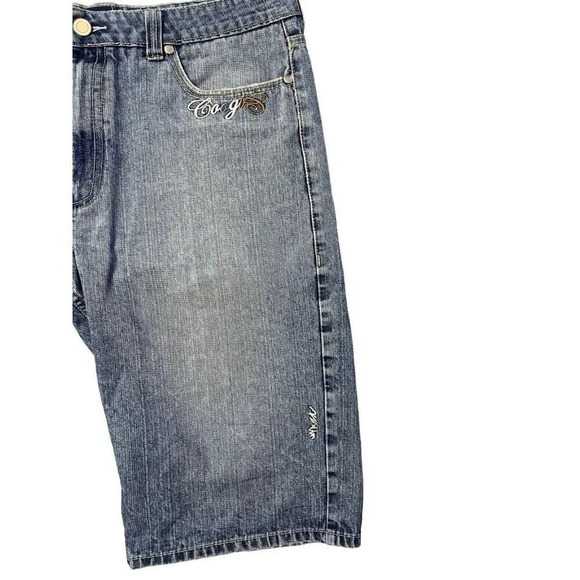 Coogi Shorts 40 Meas 38 Blue Denim Embroidered VTG Y2K Baggy Hip Hop Jean Jorts - Picture 3 of 13